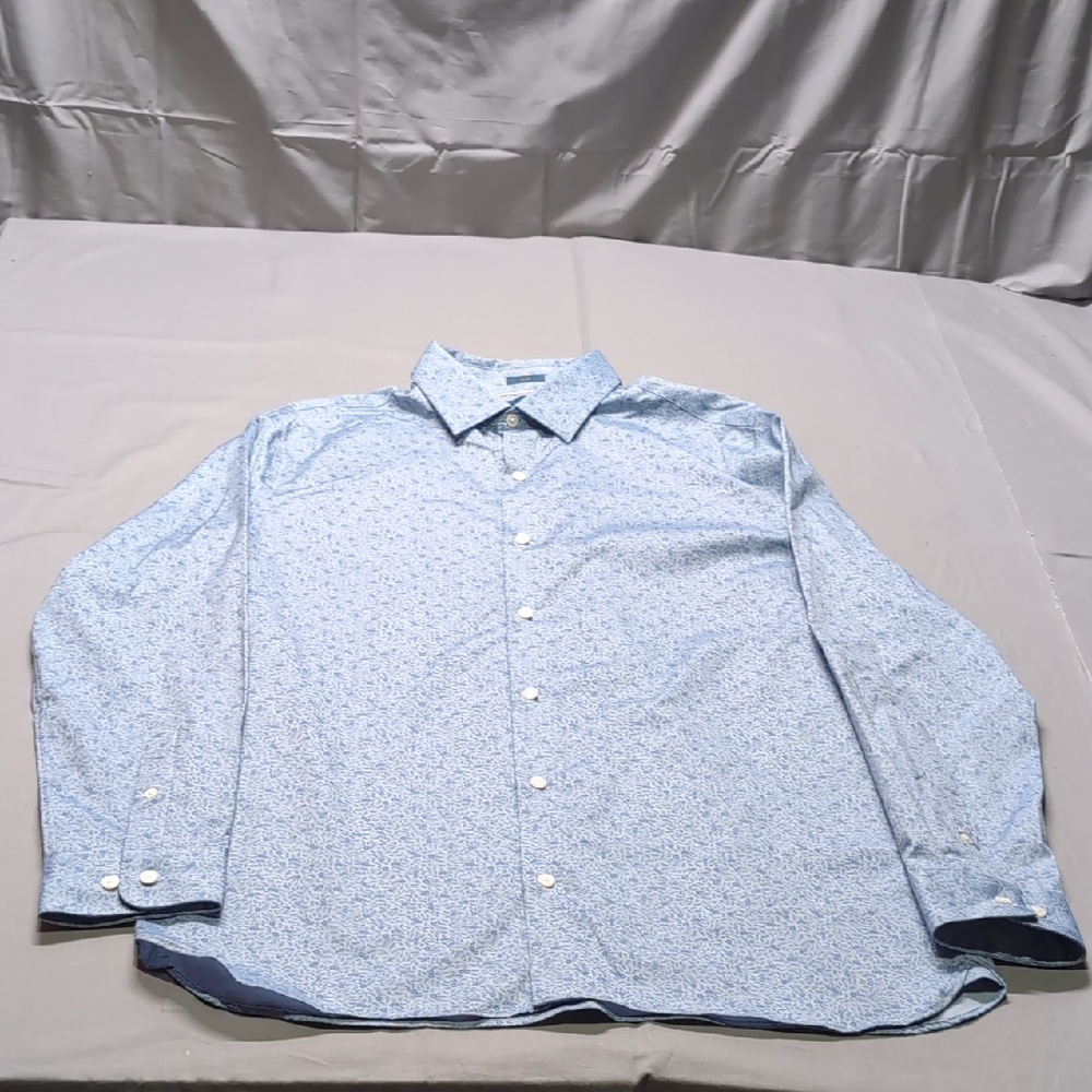 Fairlane Mens Blue Casual Button Down Shirt with Classic Collar‎ Floral Size XL